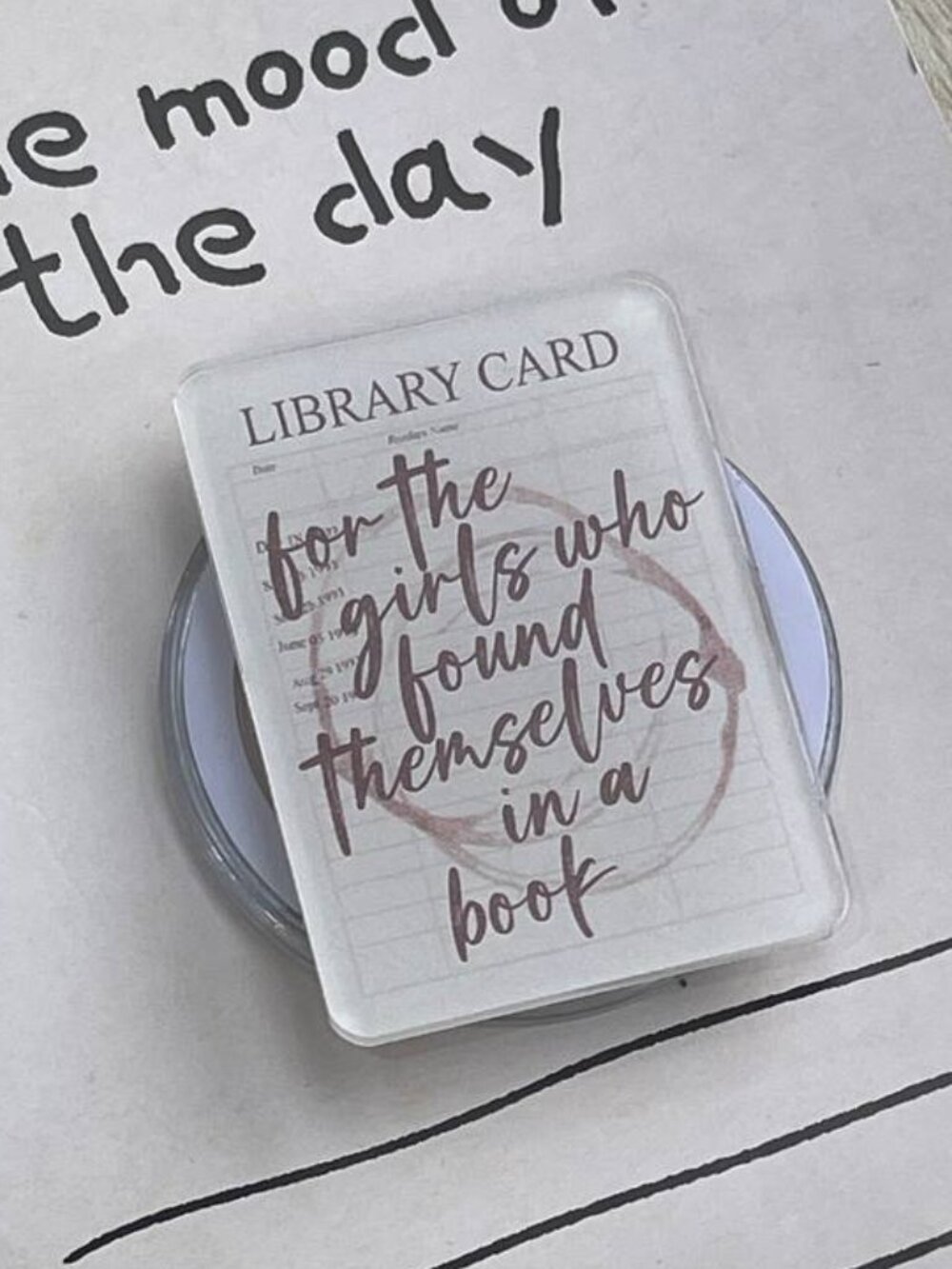 Library Card Book Lover Phone Grip | Bookish Acrylic Phone Holder